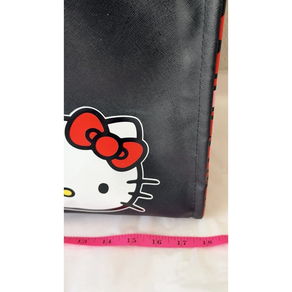 Hello Kitty 3 Piece Bag Set Tote Cosmetic Pouch Crossbody Purse Black Red Sanrio